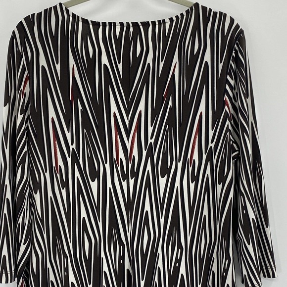 Chicos 3 Beaded Neck line Shift Dress Zebra Striped 3/4 Sleeve Size XL - Picture 9 of 13